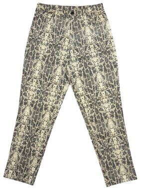 Vintage 70s Snake Print High Waisted Straight Leg Pants Animal Print Tan Black